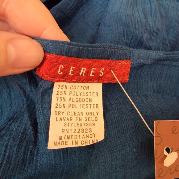 COPY - Ceres Y2K Blue Shirt with Belt, Size M, $25-NEW - Picture 4 of 5